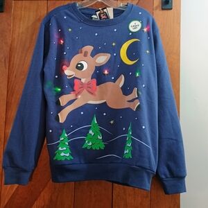 Rudolph Light Up Navy Sweatshirt NWT
